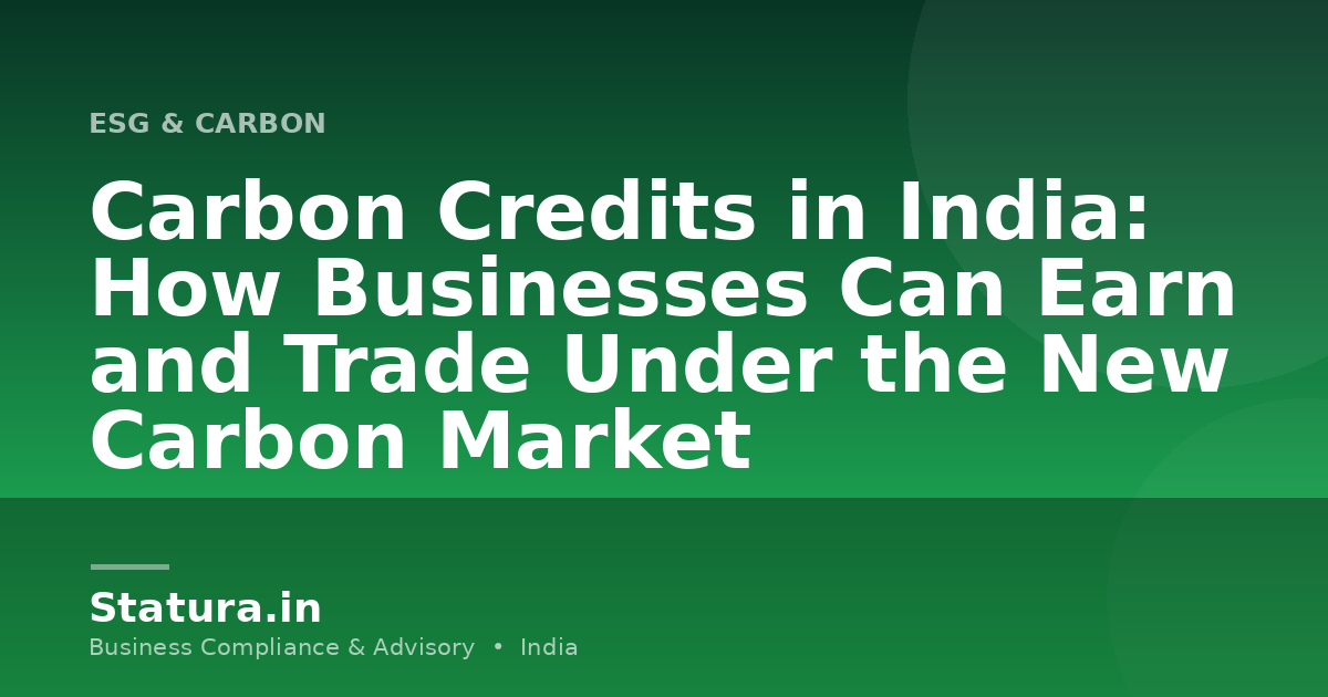 Carbon Credits in India: How Businesses Can Earn and Trade Under the New Carbon Market