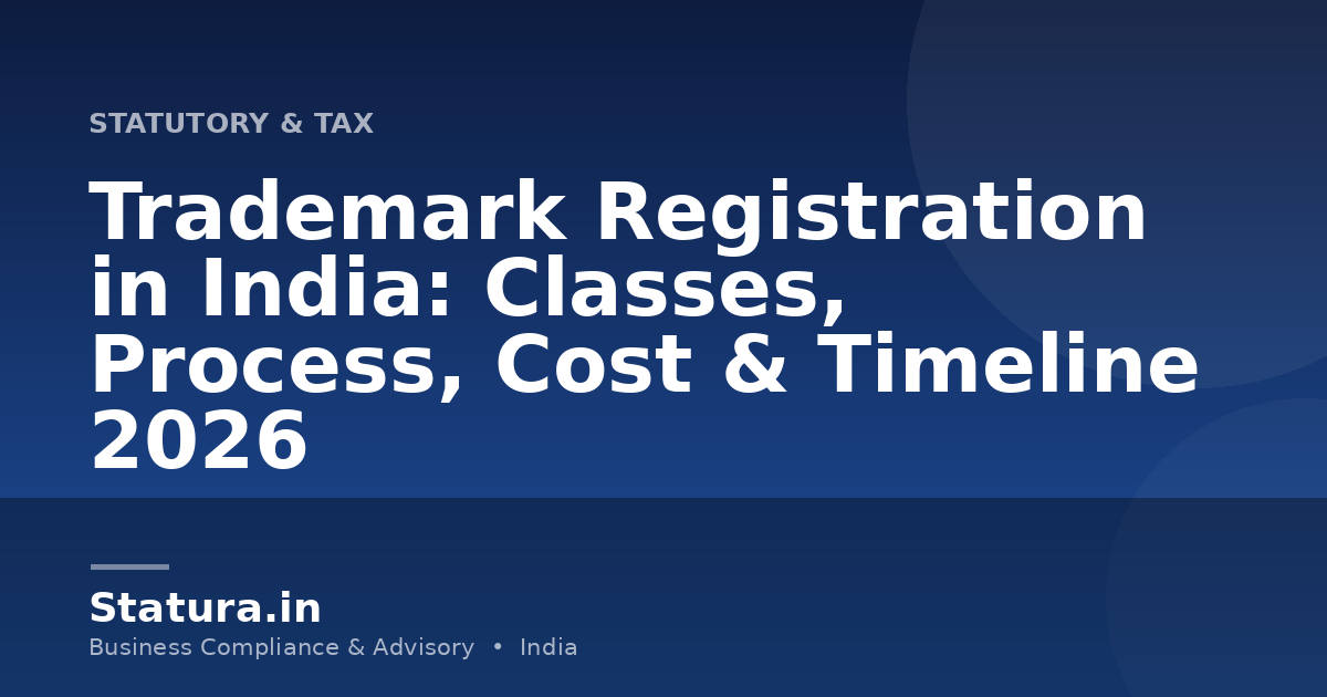 Trademark Registration in India: Classes, Process, Cost & Timeline 2026