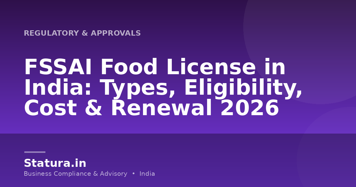 FSSAI Food License in India: Types, Eligibility, Cost & Renewal 2026