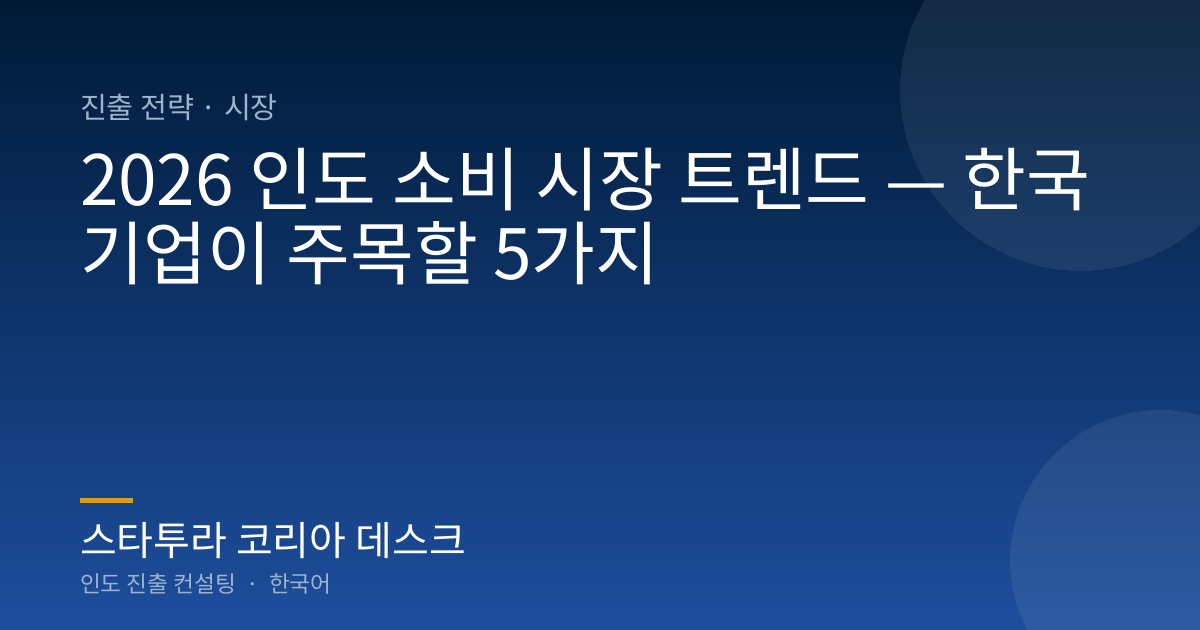 2026 인도 소비 시장 트렌드 — 한국 기업이 주목할 5가지