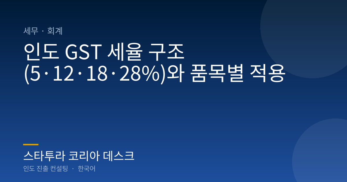 인도 GST 세율 구조 (5·12·18·28%)와 품목별 적용