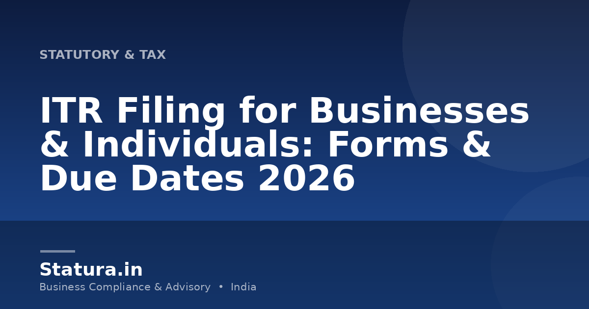 ITR Filing for Businesses & Individuals: Forms & Due Dates 2026