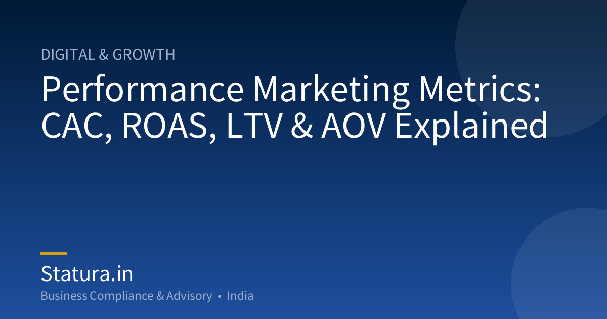 Performance Marketing Metrics: CAC, ROAS, LTV & AOV Explained