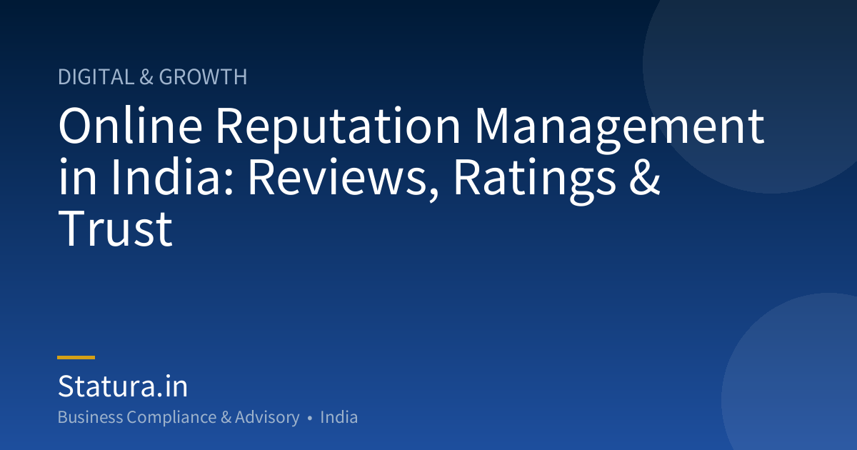 Online Reputation Management in India: Reviews, Ratings & Trust