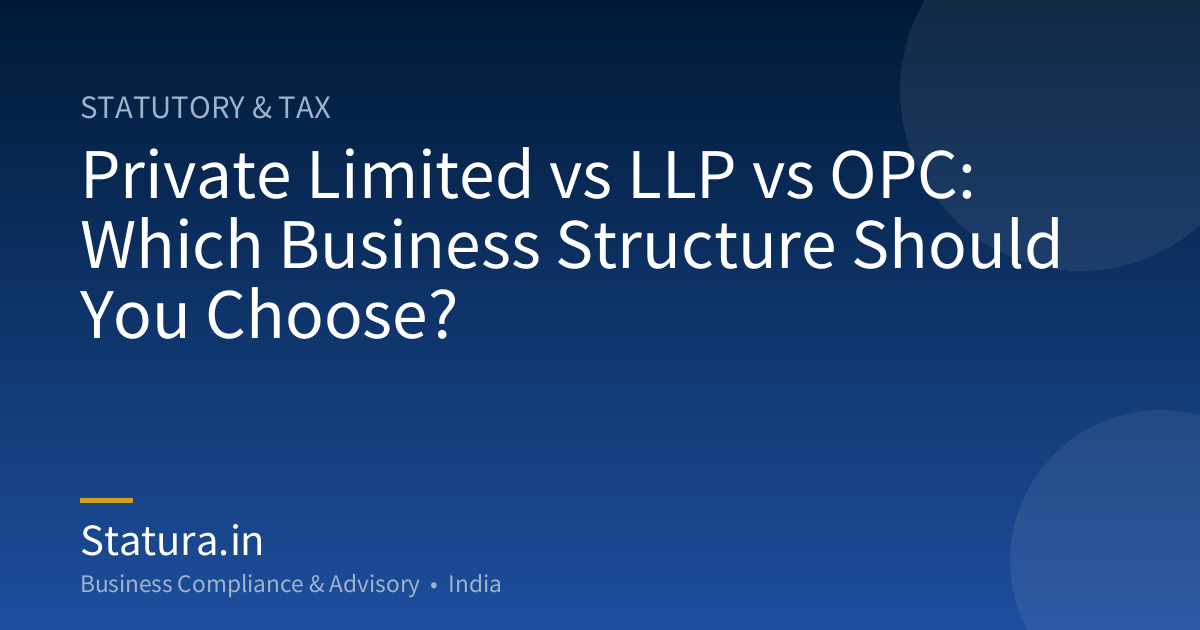 Private Limited vs LLP vs OPC: Which Business Structure Should You Choose?