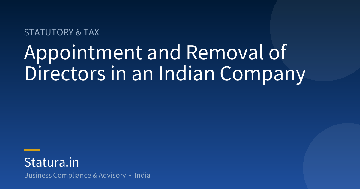 Appointment and Removal of Directors in an Indian Company