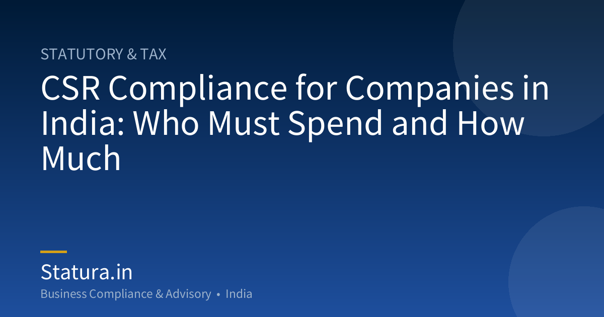 CSR Compliance for Companies in India: Who Must Spend and How Much